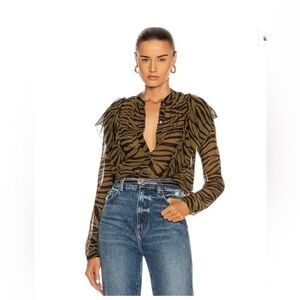 Veronica Beard Camilla Print V-Neck Blouse Size 2